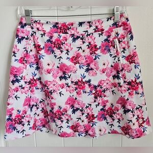 G/FORE Womens A Line Pink & White Floral Print Golf Skort